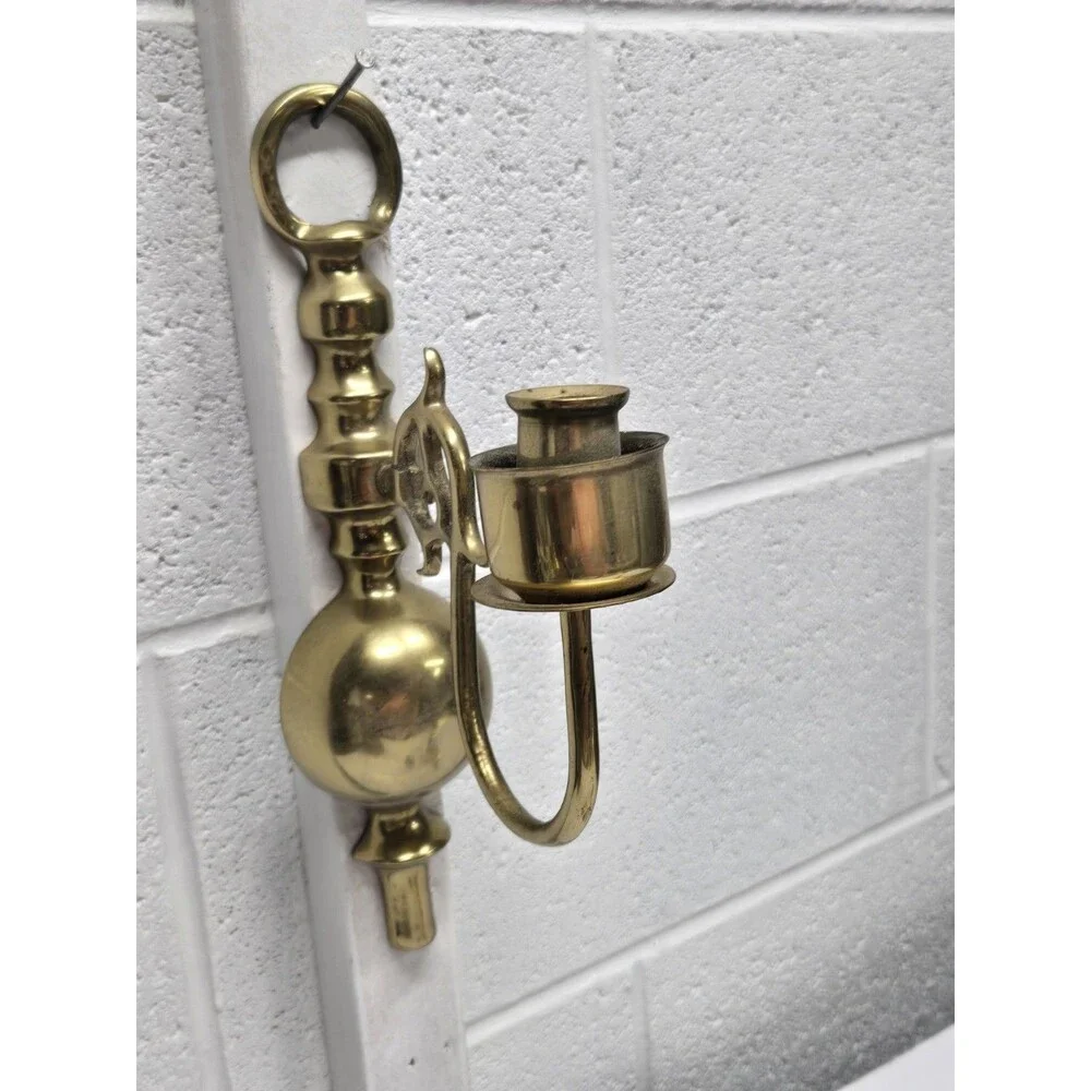 Set of Solid Brass Georgian Style Wall Sconce Set - a Pair Vintage